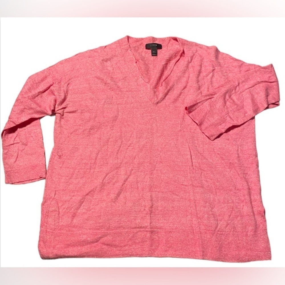 J.Crew Pink Wool Linen V-Neck Sweater Size Medium
